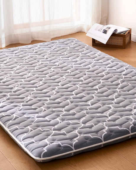6th Generation Japanese Floor Futon Mattress - Extra-Thick 9-Layer Modern Futon with 100% High-Density Foam, Portable Floor Mattress Sleeping Pad for Adults, Guest Room, Dormitory, Twin Size 75"x39" Feisaibaoly