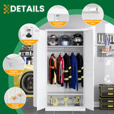 LISSIMO Metal Armoire Wardrobe Closet Cabinet,White Armoire Wardrobe Closets Storage Cabinets with Doors and Adjustable Shelves for Laundry Room,Bedroom,Bathroom LISSIMO