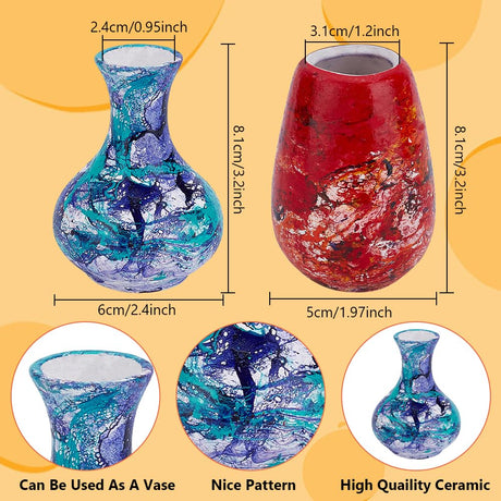 WEBEEDY DIY Water Marble Painting Kit for Adults 2 Styles Vase Marbling Paint Art Set with Instruction for Beginners Paint Your Own Flower Vase Craft Kits Birthday Wedding Mother's Day Creative Gift WEBEEDY