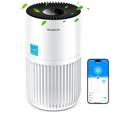 GoveeLife Mini Air Purifier for Bedroom, HEPA Smart Filter Air Purifier with App Alexa Control for Pet Hair, Odors, Pollen, Smoke, Portable Air Cleaner with 3 Speeds, 2 Modes, Timer, Aroma for Home GoveeLife