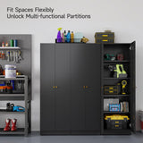 Metal Storage Cabinet with Doors, Black Bookshelf with Adjustable Shelves, Garage Storage Cabinet, 5 Tier File Cabinets, Tall Bookshelf Enclosed Bookcase for Home Office, Living Room, Library Generic