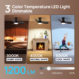 Consciot Ceiling Fan, 30 Inch Ceiling Fan With Lights Remote Control, Black Low Profile Modern Ceiling Fan, Flush Mount, Reversible Quiet DC Motor, 6 Speed, Dimmable, Kitchen Bedroom Patio Damp Rated Consciot