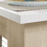 MOUMON Kitchen Dining Table for 8-10, 130 inch Wood Rectangular Kitchen Table, Large Long Dining Table with Wooden Frame, No Chairs, for Dining Room White and Oak(129.9”W x 47.2”D x 29.7”H) MOUMON