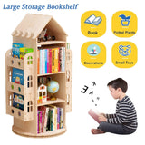 Gdrasuya10 360° Rotating Castle Bookshelf for Kids – Floor Standing Wood Bookcase Gdrasuya10