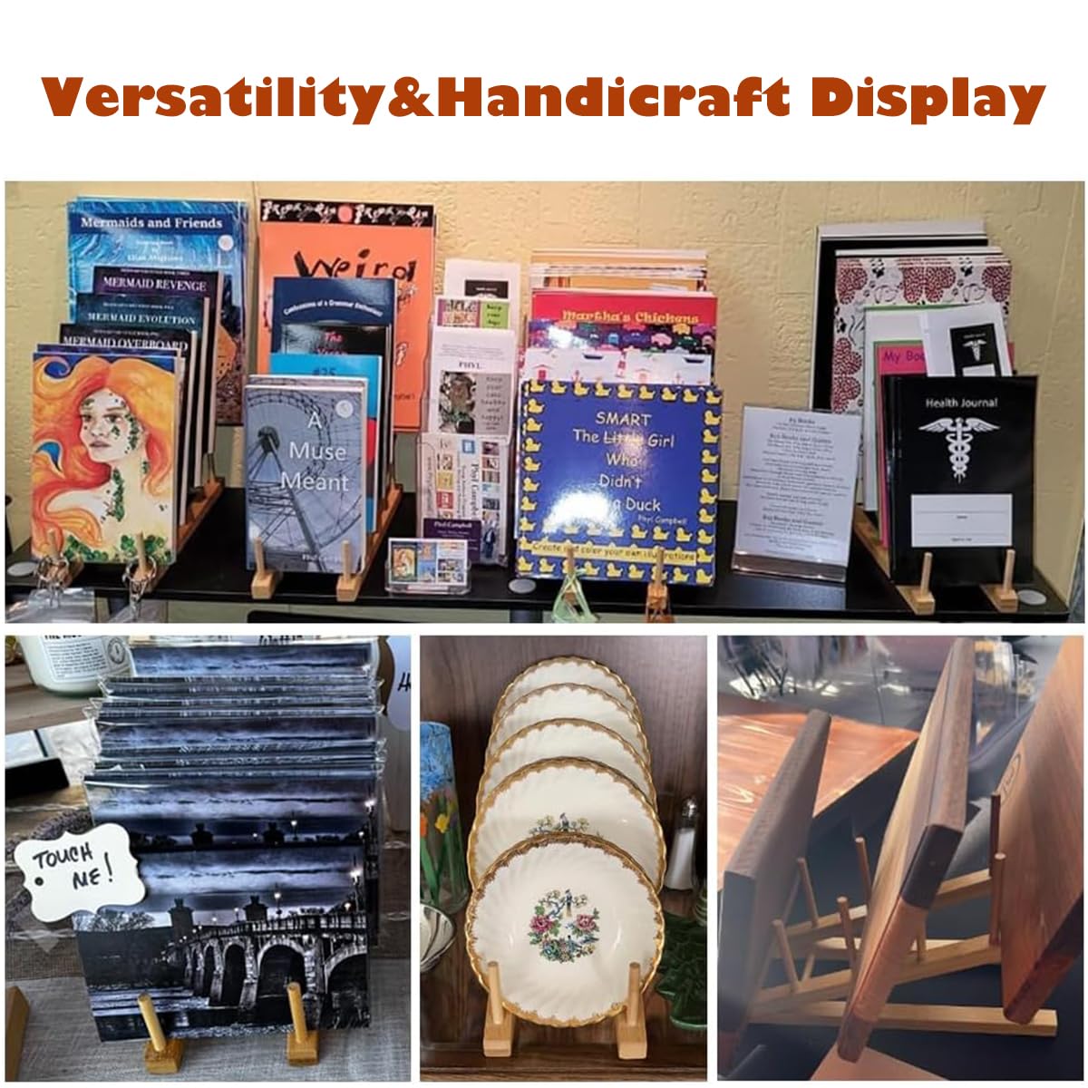 TIE-DailyNec 2 PCS Wooden Dish Rack Bamboo Drying Rack Stand Pot Lid Holder Kitchen Cabinet Organizer for Dish Plate Bowl Cup Pot Lid Cutting Board TIE-DailyNec