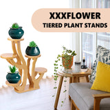 XXXFLOWER 5 Tiered Plant Stand Bamboo Mini Succulent Windowsill Shelf for Desk Tabletop Living Room Balcony Outdoor Patio Garden XXXFLOWER