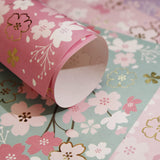 CUTBLAJAT 112 Sheets Heavier Origami Paper Japanese Cherry Blossom Pattern Sakura Bronzing Chiyogami 6" 15cm Washi Easy Fold Paper for Beginner cutblajat