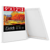ESRICH Stretched Canvas for Painting, 2 Pack 9x12 Inch Canvas Value Pack,Primed Acid-Free Cotton Blank Canvases, Painting Canvas for Oil & Acrylic Paint. ESRICH
