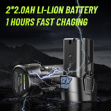 Robustrue 3/8" Cordless Ratchet Wrench, 6 inch Extended Ratchet Wrench, 40Ft-lbs 400RPM Cordless Ratchet, 2 Batteries Power Electric Ratchet Driver with Variable Speed, 7 Sockets, LED Light Robustrue