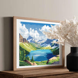 Glacier National Park Paint by Number, Grinnell Lake Paint by Numbers for Adults, Mountains Canvas Wall Art, Glacier Poster Home Wall Decor - Snow Mountain Landscape(16x20inch, No Frame) Artbrush Tower