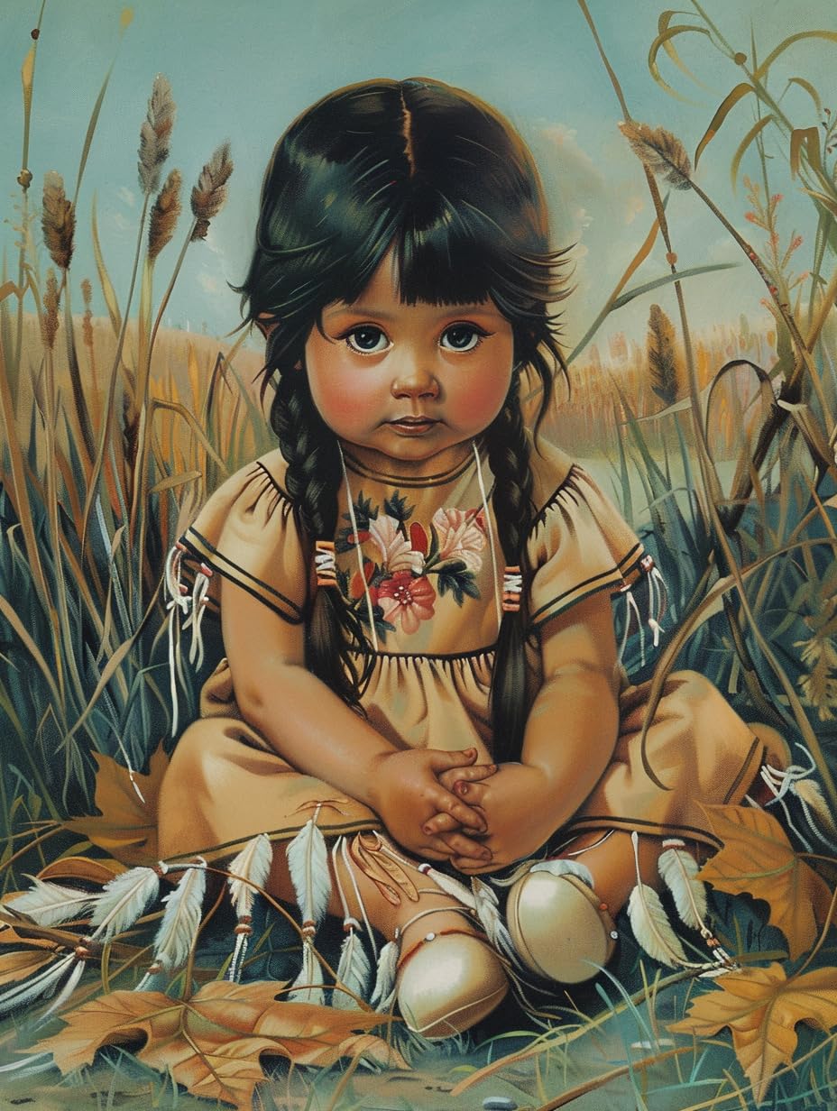 5D Diamond Art Painting Kits for Adults American Native Indian Little Portrait Full Square Drill Diamond Art Accessory Cross Stitch Cute Angel Gems for Wall Decoration Gift 30x40cm/12x16inch WoodArtSupply