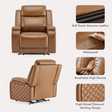 Watson & Whitely Genuine Leather Power Recliner Chairs for Adults, Zero Gravity Recliner with Power Headrest & Hidden Storage, Electric Reclining Sofa Chair for Living Room, Home Office, Saddle Brown Watson & Whitely