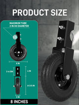 DOZAWA Gate Wheel for Metal Tube Gate, 8" Heavy Duty Casters for Metal Swing Gates 400lbs Capacity, Under Mount Sliding Gate Rollers for Farm Fence - 1 Pack DOZAWA