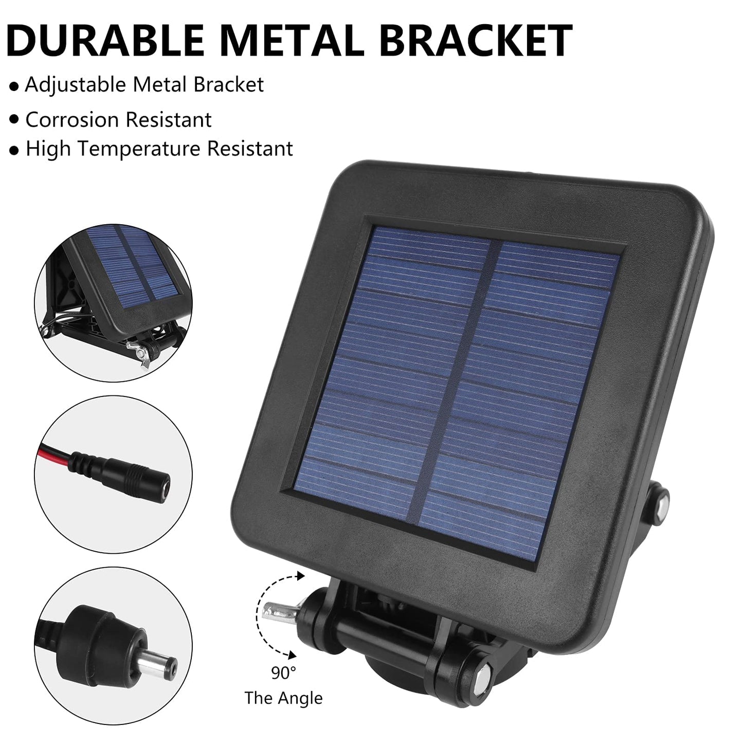 6V Solar Panel for Deer Feeder, Efficient Solar Panel Charger w/Adjustable Mounting Bracket & Alligator Clips, 6V Solar Panel Compatible with Game