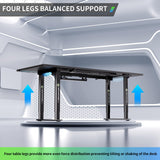 Klobel 71" x 30" Gaming Standing Desk, 4-Leg Electric Height Adjustable, Sit to Stand Desk with LED Light and Locking Wheels, Flip-Top Design, Ergonomic Computer Desk, Carbon Fiber Texture Klobel