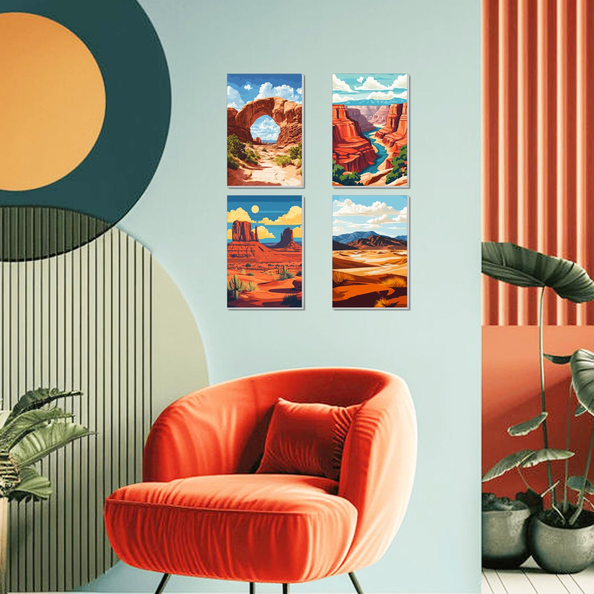 4 Pack Framed Paint by Numbers Kit for Adults Beginner Canvas Painting by Numbers for Adults National Park Easy Adult Paint by Number Kits with Frame Landscapes Watercolor Painting by Number 8x12 Inch obterie