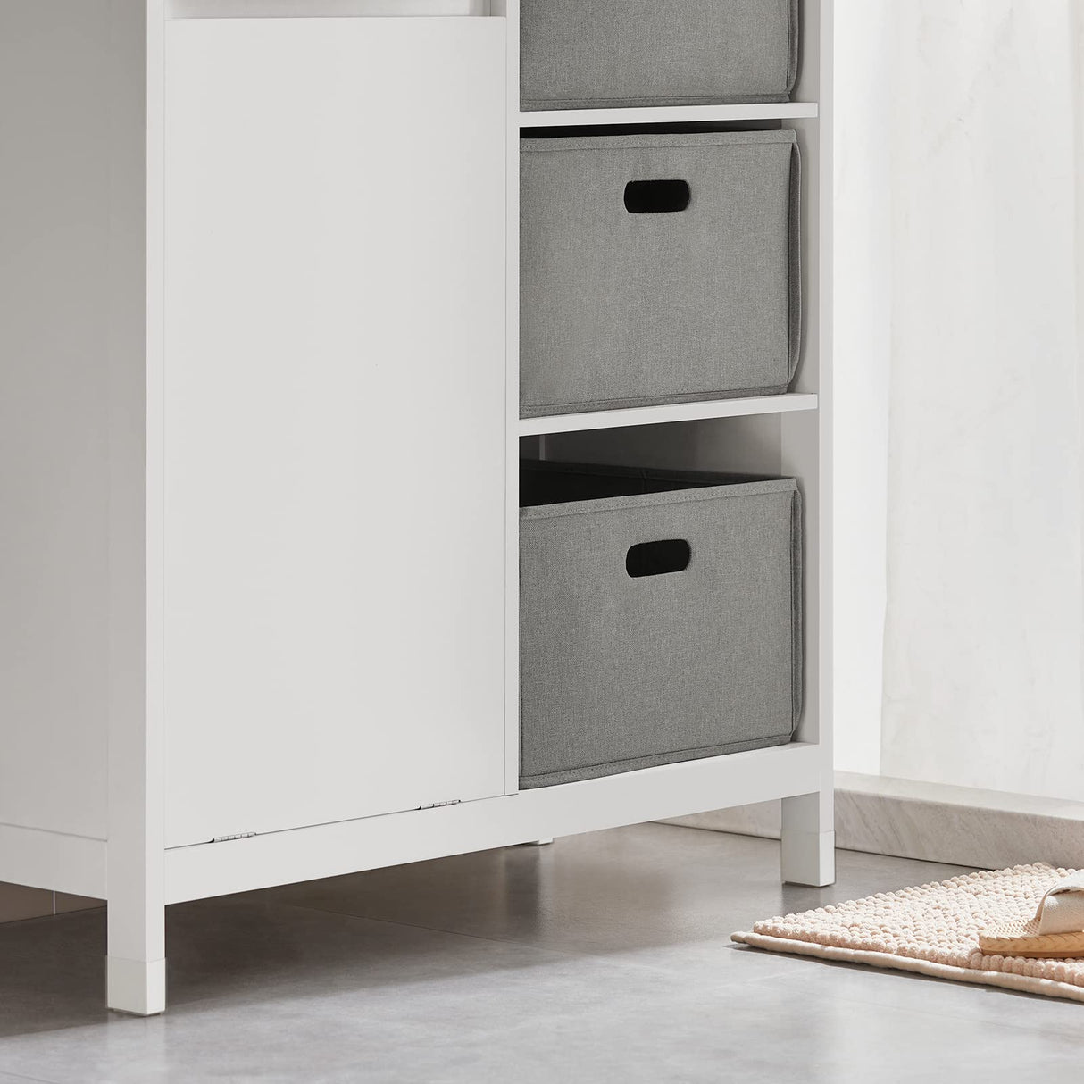 Haotian Bathroom Laundry Cabinet Freestanding Tilt-Out Hamper Storage Unit Narrow Bath Organizer with Removable Baskets, White BZR77-W Haotian