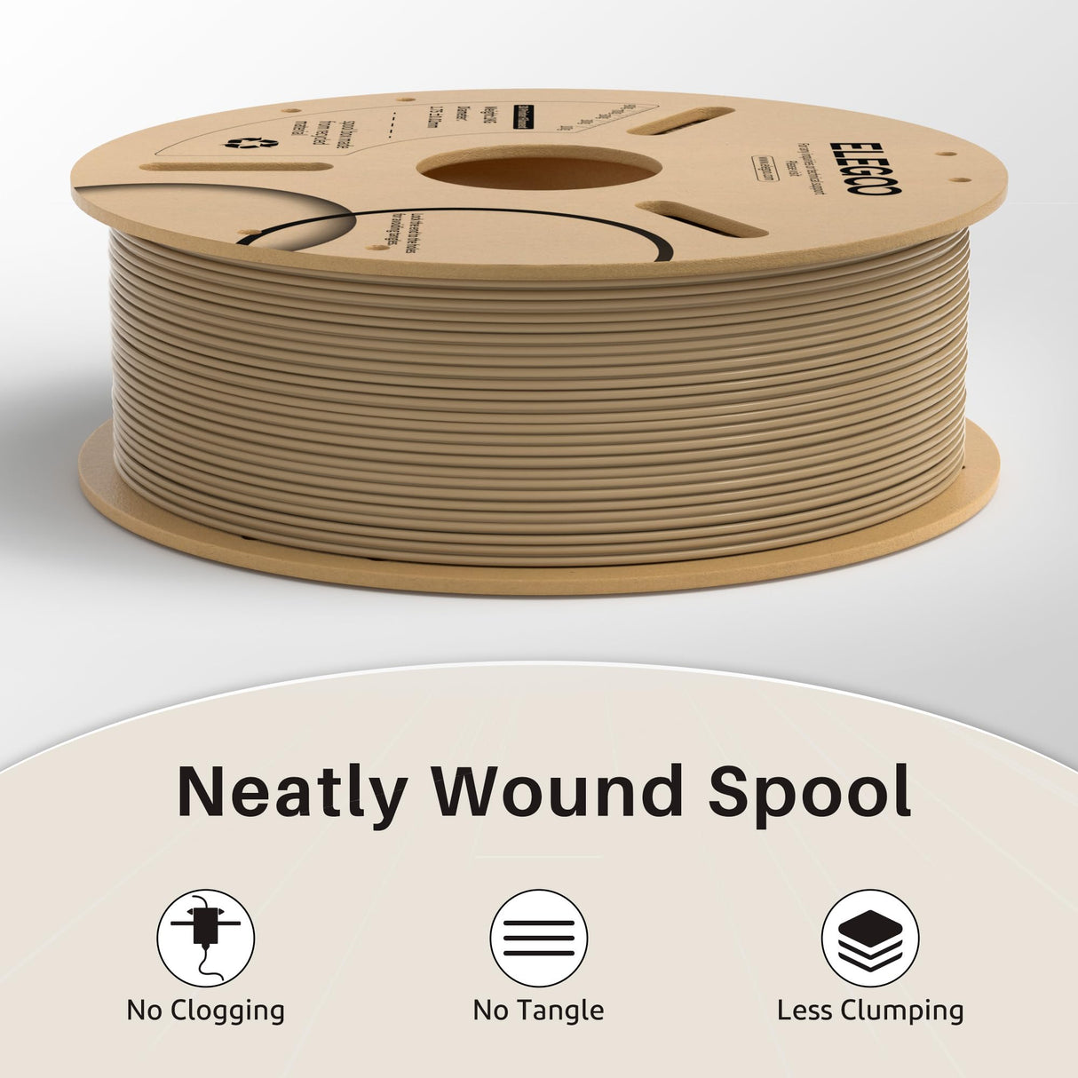 ELEGOO Wood PLA Filament 1.75mm 1KG, Real Wood Fibers Added 3D Printer Filament Dimensional Accuracy +/- 0.02mm, 1kg Spool(2.2lbs) Fits for Most FDM 3D Printers ELEGOO