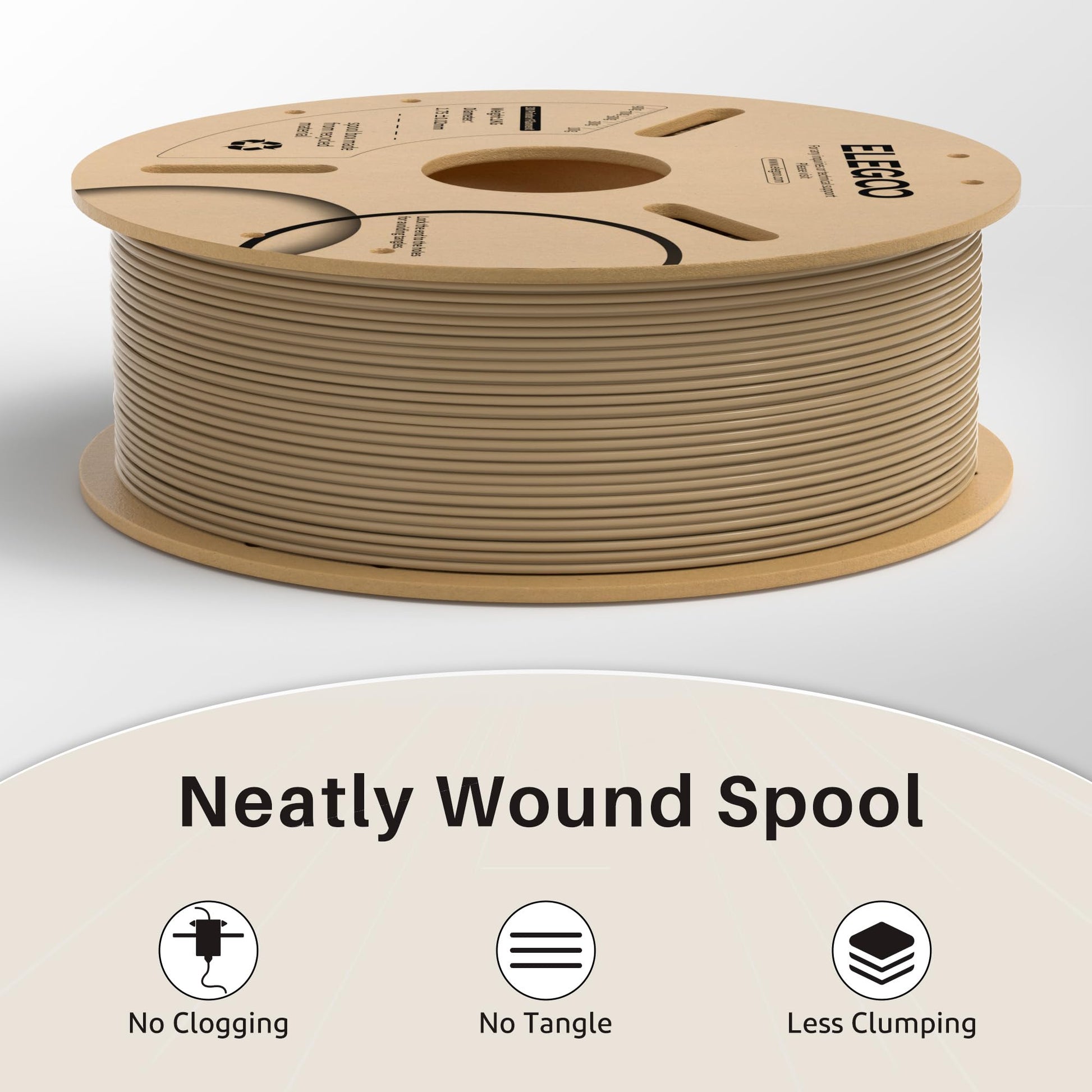 ELEGOO Wood PLA Filament 1.75mm 1KG, Real Wood Fibers Added 3D Printer Filament Dimensional Accuracy +/- 0.02mm, 1kg Spool(2.2lbs) Fits for Most FDM 3D Printers - WoodArtSupply