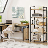 FATORRI 5-Tier Rustic Oak Industrial Bookshelf – Stylish Wood and Metal Etagere Bookcase FATORRI