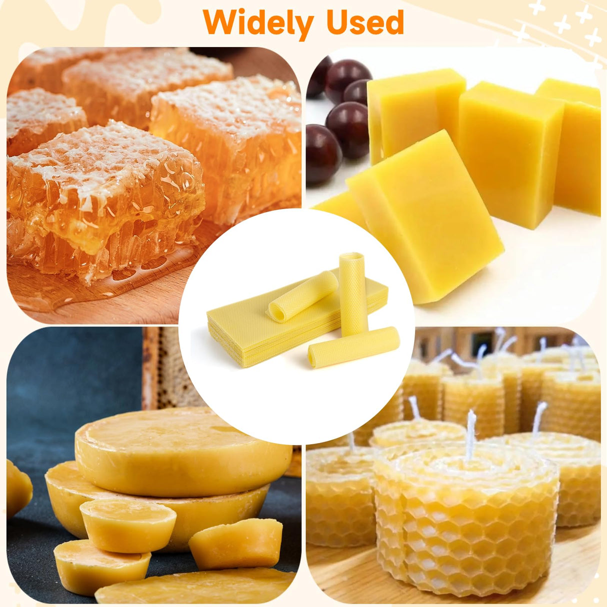 60-Pack Beeswax Sheets, 16-1/3 inch x 7-2/3 inch,Beehive Wax Foundation, Beeswax Foundation Sheet, Beeswax for Candle Making Beekeeping Varku