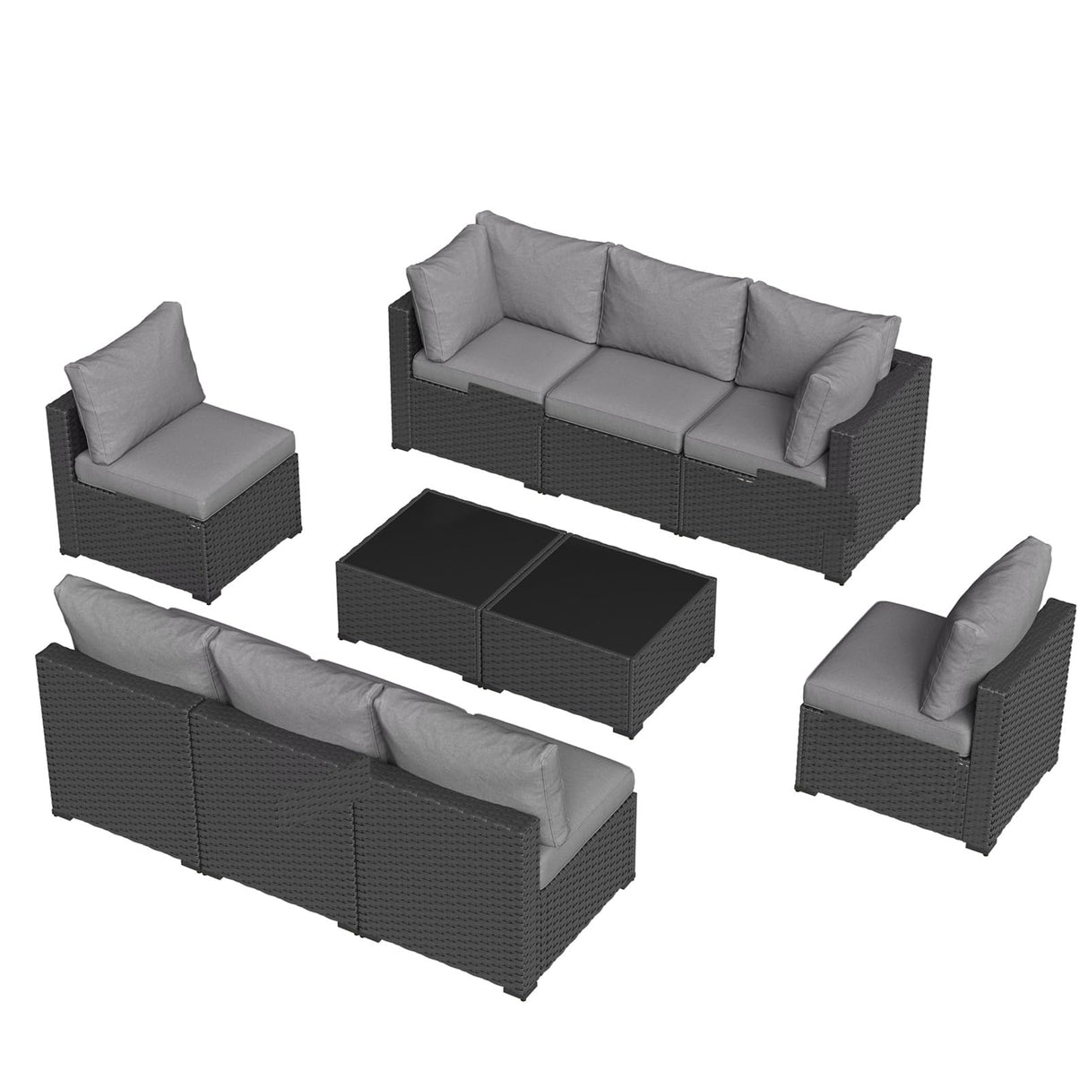 Aoxun 10 Piece Patio Furniture Set Wicker Rattan Patio Sectional Sofa Set Outdoor Seating Furniture with Thickened Cushion, Grey Aoxun