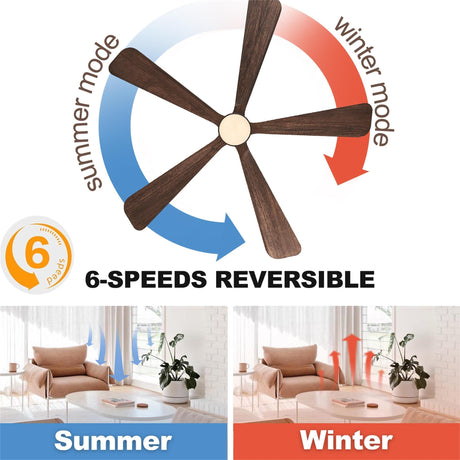 BOOSANT 52 Inch Ceiling Fan with Lights, 5 Blade Ceiling Fan with Remote Control, 5 Reversible Solid Wood Blades, 6-Speed Noiseless flush mount, Modern Ceiling Fan for Indoor Outdoor Patios Bedroom BOOSANT