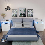 HOMMPA LED Nightstand with Wireless Charging Station & USB Ports, 3 Drawer Night Stand with LED Light RGB Adjustable Brightness, Smart Nightstand High Gloss Bedside Table for Bedroom White HOMMPA