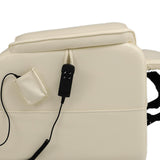 DYNOX Big Man Large-Wide Power Dual Motor Lift Recliners Chairs for Elderly Lay Flat Lift Chair with Infinite Positions, Heat & Massage, Supports 400 LBS(9298,Faux Leather,Cream) DYNOX