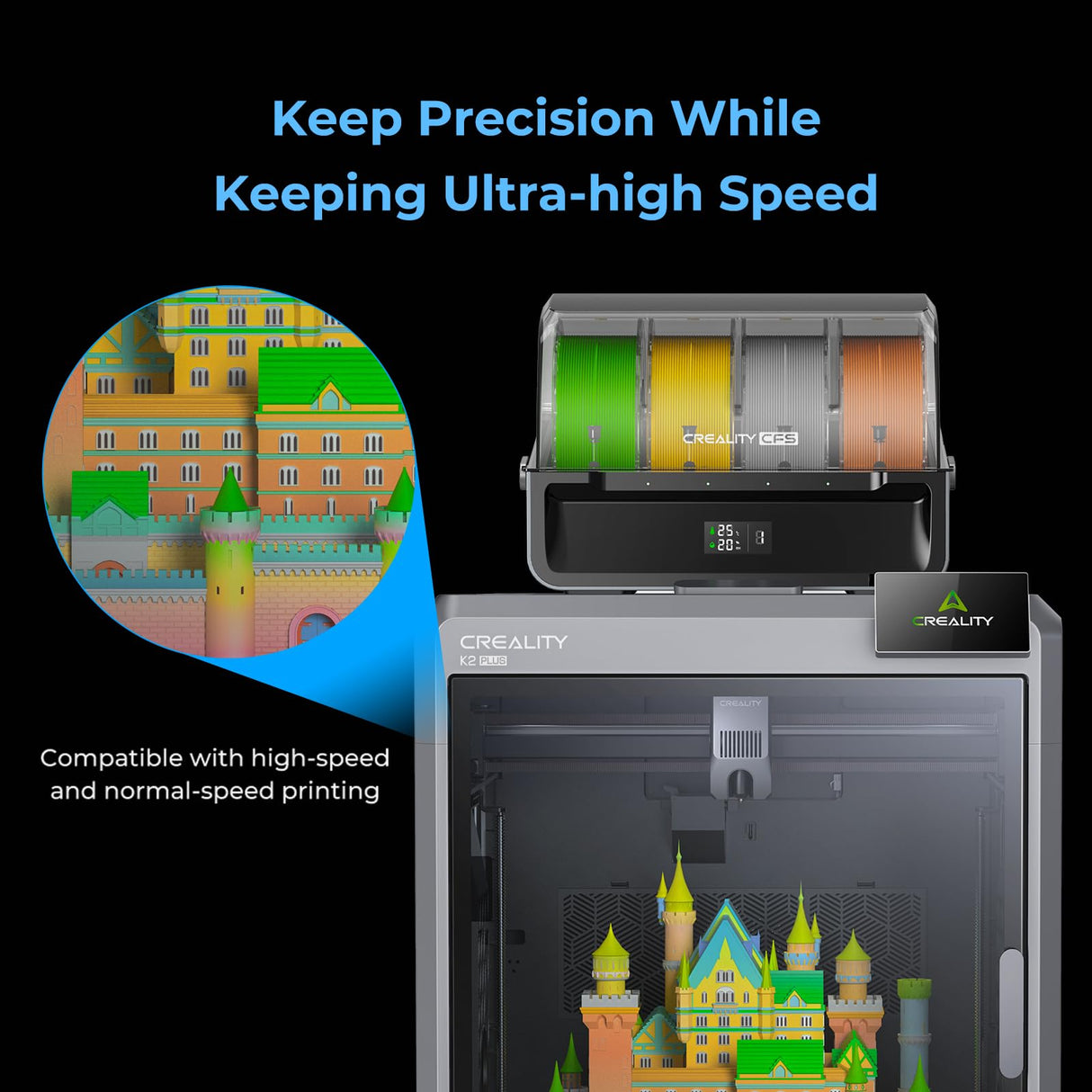 Creality Hyper PLA Filament 1.75mm, RFID 3D Printer Filament for High-Speed Printing up to 600mm/s, ±0.03mm Accuracy, 1KG/Spool (2.2lbs), 3D Printing Filament for Most 3D Printers (Black) Creality