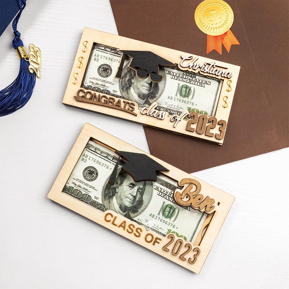callie Personalized Wooden Cash Holder, Money Gift for Class of 2023, Custom Graduation Gift callie