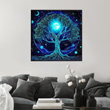 YQFCZDQ Tree of Life Diamond Art Kits for Adults,DIY Blue Moon&Star 5D Diamond Painting Kits Round Diamond Dots for Beginners,Full Drill Paint with Diamonds Pictures Gem Art Home Decor 13.78X13.78in YQFCZDQ