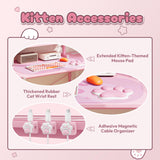 Dowinx L-Shaped Gaming Desk Cute with Cat Accessories, Built-in Power Outlet, Monitor Shelf, and Side Storage – Sturdy Metal Frame for Gamers and Home Office,43-Inch Dowinx