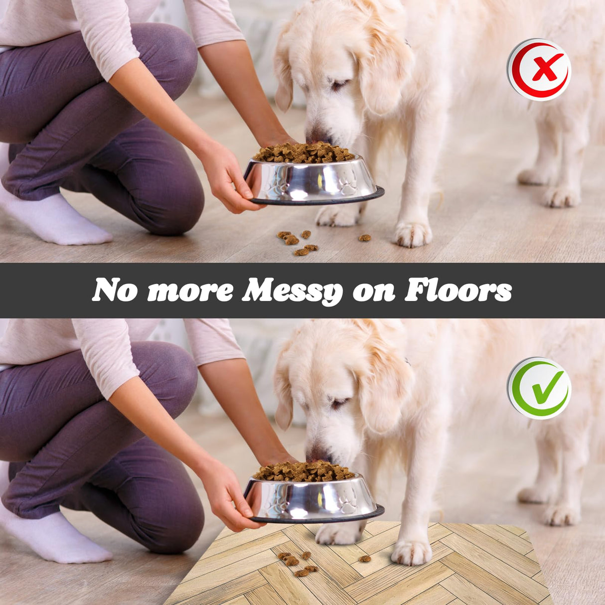 Dog Food Mats for Floors Waterproof, Dog Cat Water Bowl Mats Pet Feeding Absorbent Mat Dog Cat Pet Placemats for Food and Water Wood 12 * 20 inch Zoeeya