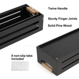 LotFancy Bathroom Decor Box, 2 Pack Toilet Tank Topper Basket, Wooden Bathroom Basket, Back of Toilet Storage Basket, Black Farmhouse Toilet Paper Holder LotFancy