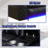 Dekmxas Mordern Breathing Leather Sofa Sets, Living Room Furniture Sets, Power Reclining Sectional Sofa, Loveseat with Cup Holders/Storage Console/LED Light for Living Room Dekmxas