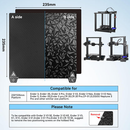 ENOMAKER Ender 3/Pro/V2/Neo PEO PET Build Plate,Magnetic Print Bed,Carbon Fiber/Diamond Textured Double Sided Flex Spring Steel Sheet for Creality Ender 5/Pro,Elegoo Neptune 3 Pro 3D Printer  - WoodArtSupply