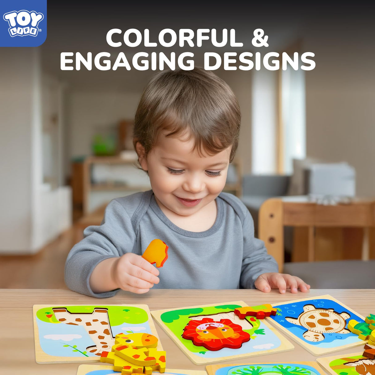 1-3, Animals Toddler Puzzles, Puzzles for Toddlers 2-4, Wood Puzzles Educational Montessori Toys Gifts for 1 2 3 Year Old, Baby Puzzles 12-18, Kids Learning Toy TOY Life