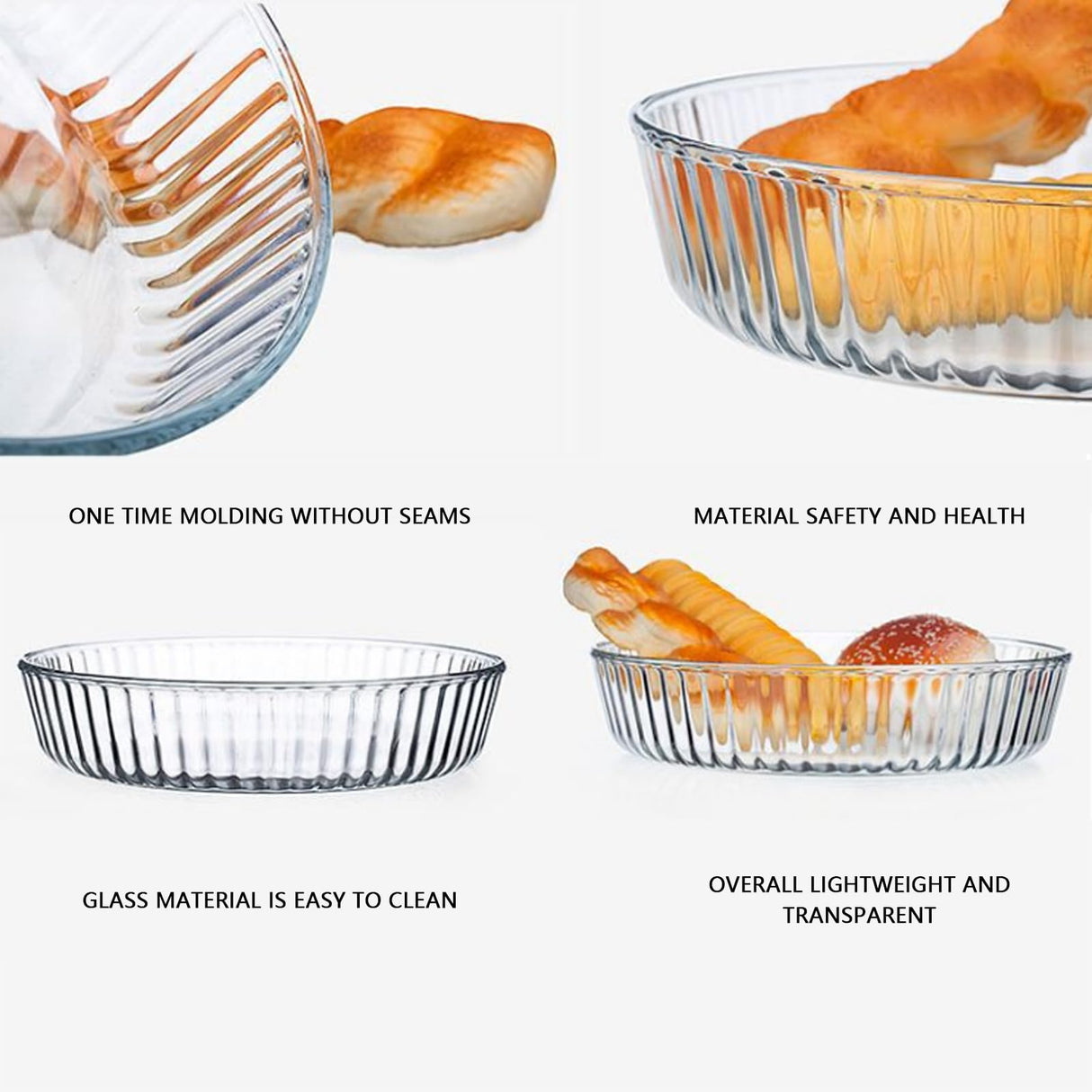 10 Inch Glass Deep Pie Dish for Baking Glass Baking Dish Clear and Durable Oven Baking Pie Pan Quiche Baking Dish Deep ATRDTO