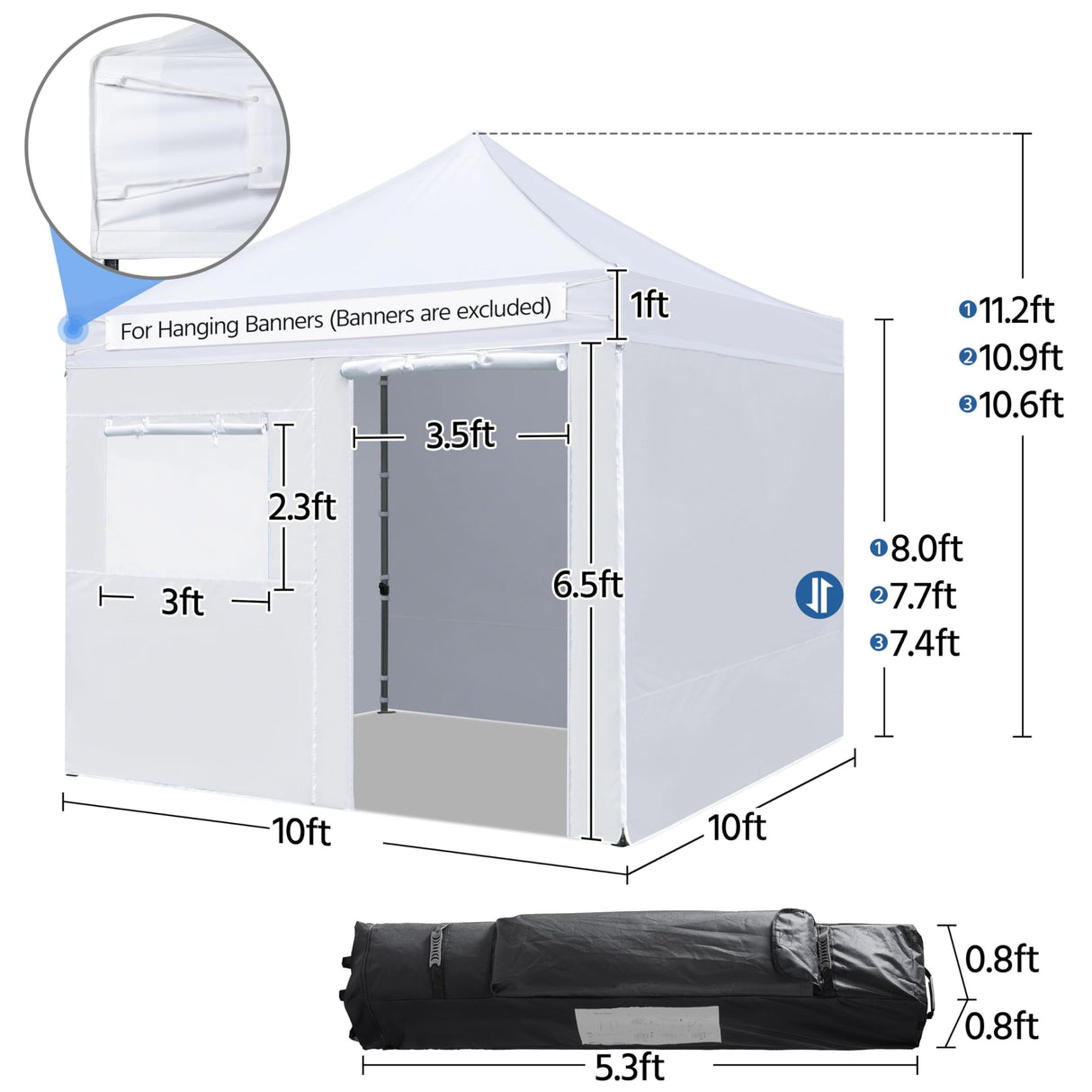 Yaheetech 10x10 Pop Up Commercial Canopy Tent with 4 Removable Sidewalls, Sandbags, Stakes & Ropes, Waterproof Instant Canopies for Wedding Party Commercial Event Pavilion, White Yaheetech