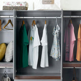 GraceGrove 4-Door Wooden Gray Armoire Wardrobe Closet with 3 Drawers for Bedroom Storage Wardrobe Closet Wood with Hanging Rod with Large Storage Wardrobe with Drawers 63" L x 20.3" W x 72" H GraceGrove