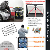 Lumizone 3-Tier Foldable Rolling Tool Cart with Wheels, Utility Cart with Pegboard for Garage Organizer and Tool Storage, Power Tool Storage Cart on Wheels (Tool Cart) lumizone