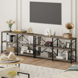 BON AUGURE 55 Inch Console Tables for Entryway, Industrial Sofa Tables for Living Room, 3 Tier Behind Couch Table, Modern Entryway Tables for Foyer (Dark Grey Oak) BON AUGURE