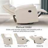 INZOY Swivel Rocker Recliner, Nursery Glider Chair, Manual Chairs Swivel Glider Recliners with Soft Backrest, Fabric Manual Reclining Sofa for Living Room Bedroom Apartment, Beige INZOY