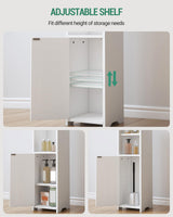 Hzuaneri Bathroom Storage Cabinet, Corner Floor Cabinet with Doors and Adjustable Shelf, Narrow Toilet Paper Cabinet, Bathroom Organizer for Small Spaces, White BC19703X Hzuaneri