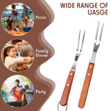 Meat Forks with Rosewood Handle and Stainless Steel Carving Fork Barbecue Fork for Christmas Kitchen Roast (2 Pieces,13 Inch, 10 Inch) Honoson