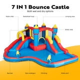 VIVOHOME 6 in 1 Bounce House for Kids, Big Swimming Pool Bouncy Castle with Slide, 15x14 FT Inflated Bouncer for Outdoor with Blower, Basketball, Climb, Srinkler, Water Pool, Water Gun VIVOHOME