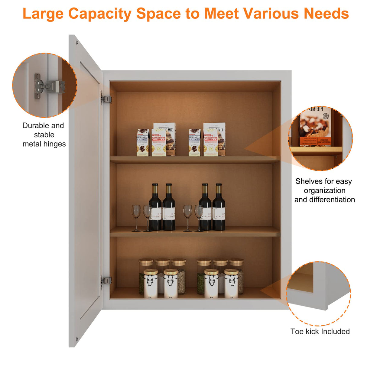 ROOMTEC Wood Wall Cabinet, Single Door Medicine Cabinet with Adjustable Shelves and Soft-close Door for Kitchen, Bathroom, and Laundry. 12" D*21" W*30" H, Shaker Dove ROOMTEC