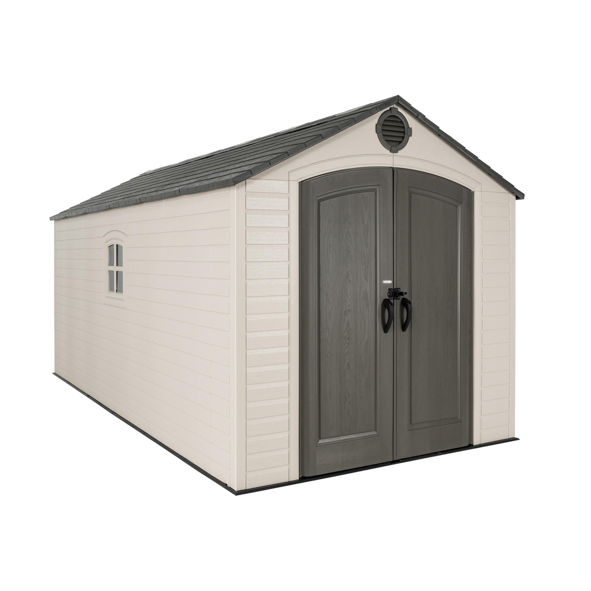 Lifetime Outdoor Storage Shed, 8x15 Ft, Desert Sand, Resin Backyard Tool Shed with Lockable Doors and Weather-Resistant Panels Lifetime
