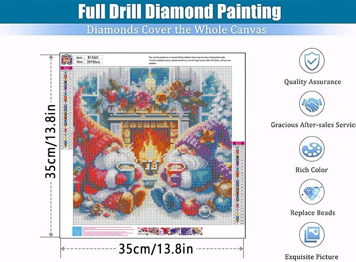 Christmas Gnome Diamond Painting Kits for Adults - 5D Gnome Diamond Art Kits for Beginners, DIY Christmas Diamond Painting Art Crafts, are Great for Decorating Home Walls and Holiday Gifts 14X14Inch Xylogist
